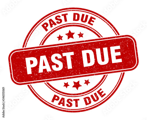 past due stamp. past due label. round grunge sign