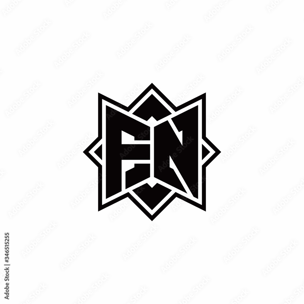 FN monogram logo with square rotate style outline FN monogram logo with square rotate style outline