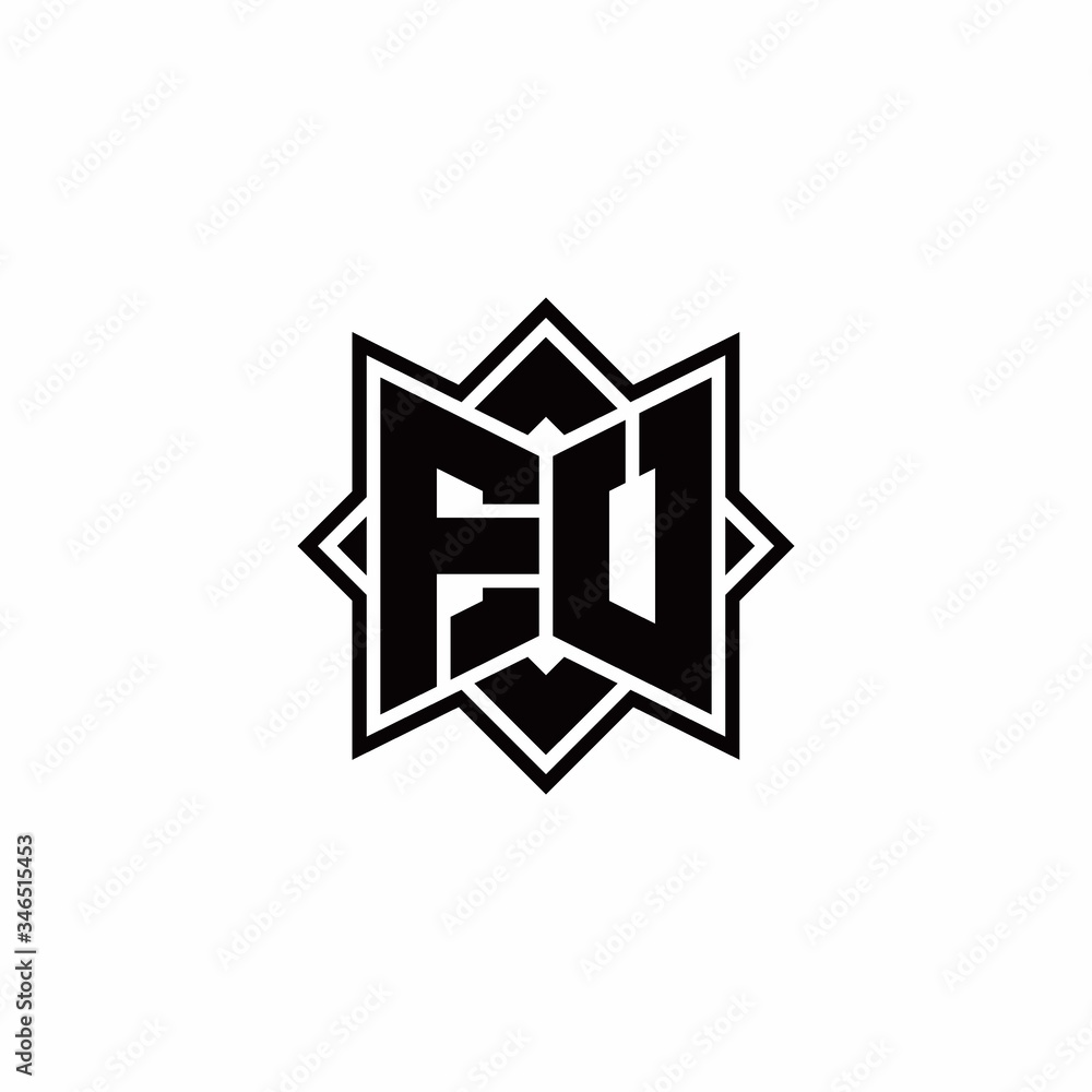 FU monogram logo with square rotate style outline FU monogram logo with square rotate style outline