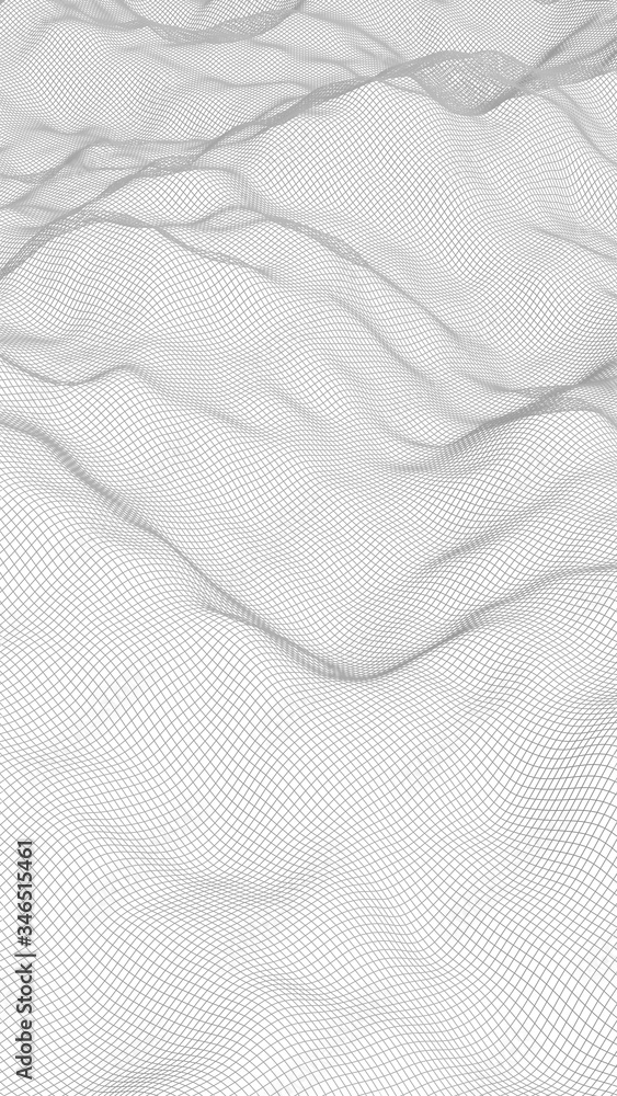 Abstract landscape on a white background. Cyberspace grid. hi tech network. 3d illustration Abstract landscape on a white background. Cyberspace grid. hi tech network. 3d illustration