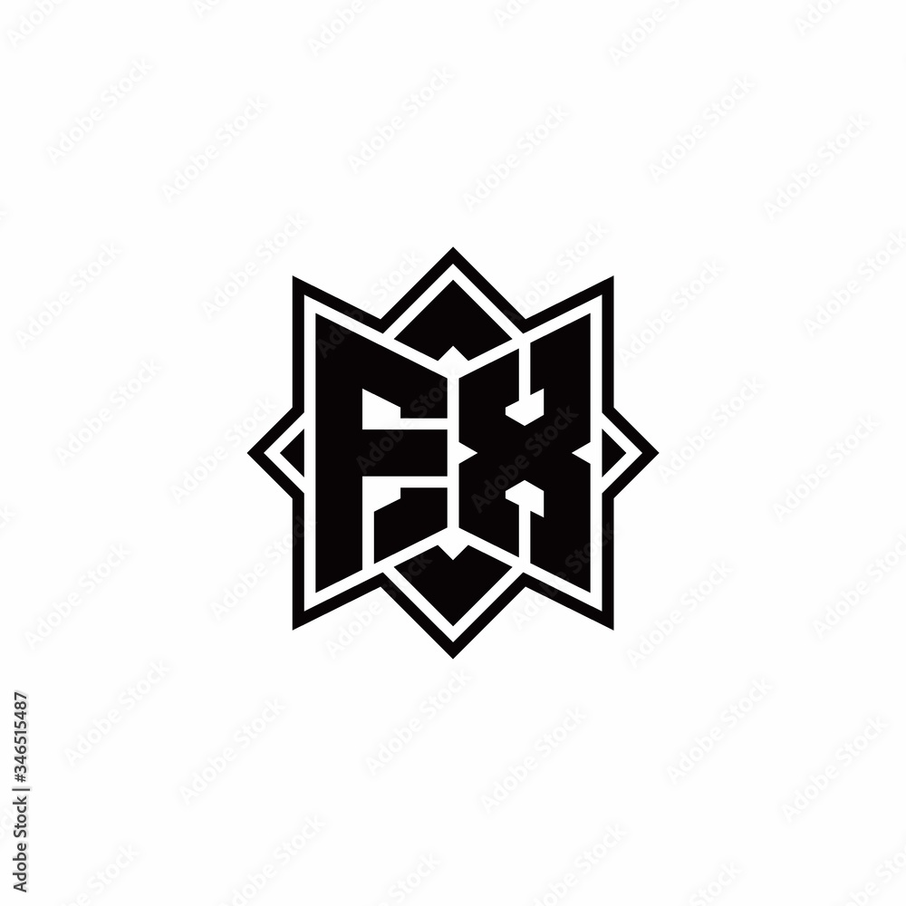 FX monogram logo with square rotate style outline