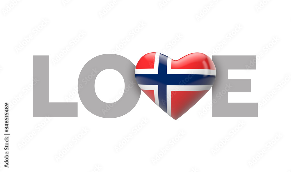 Love Norway heart shaped flag with love word. 3D Rendering Love Norway heart shaped flag with love word. 3D Rendering