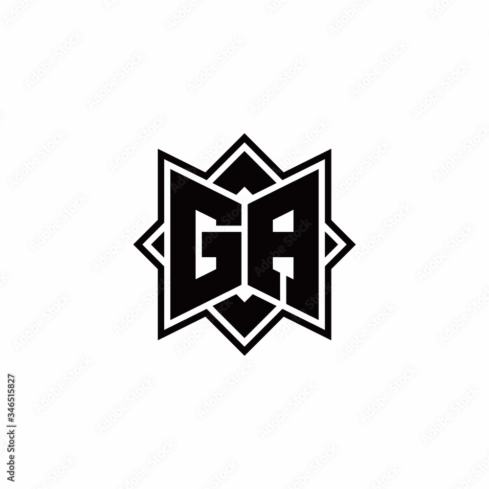 GA monogram logo with square rotate style outline GA monogram logo with square rotate style outline