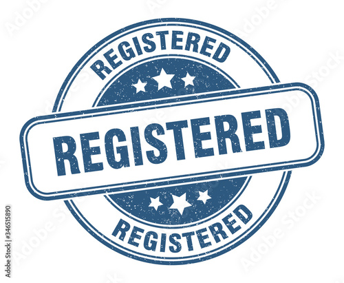 registered stamp. registered round grunge sign. label