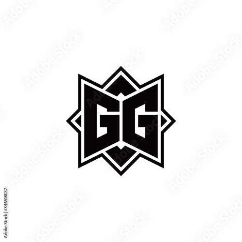 GG monogram logo with square rotate style outline
