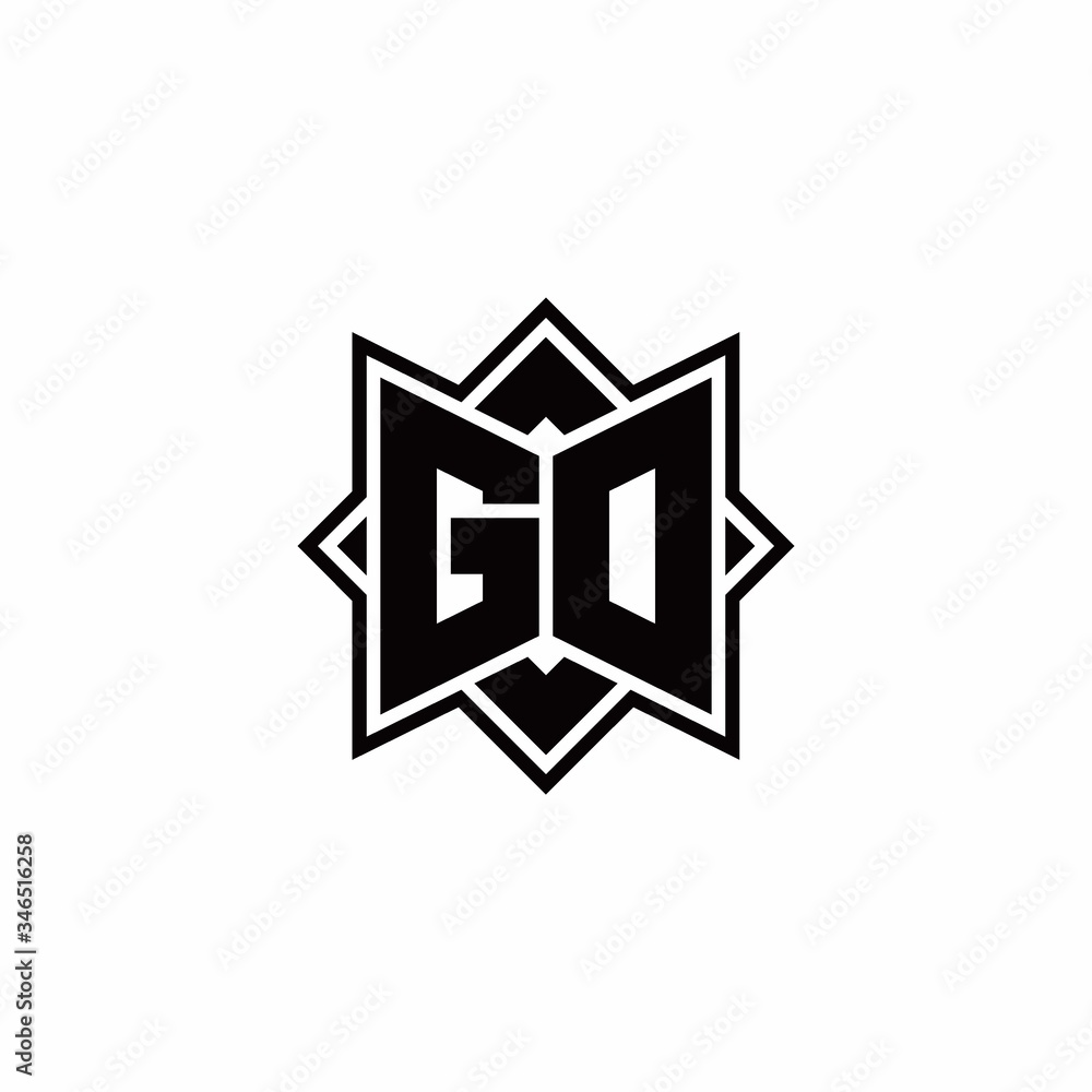 GO monogram logo with square rotate style outline