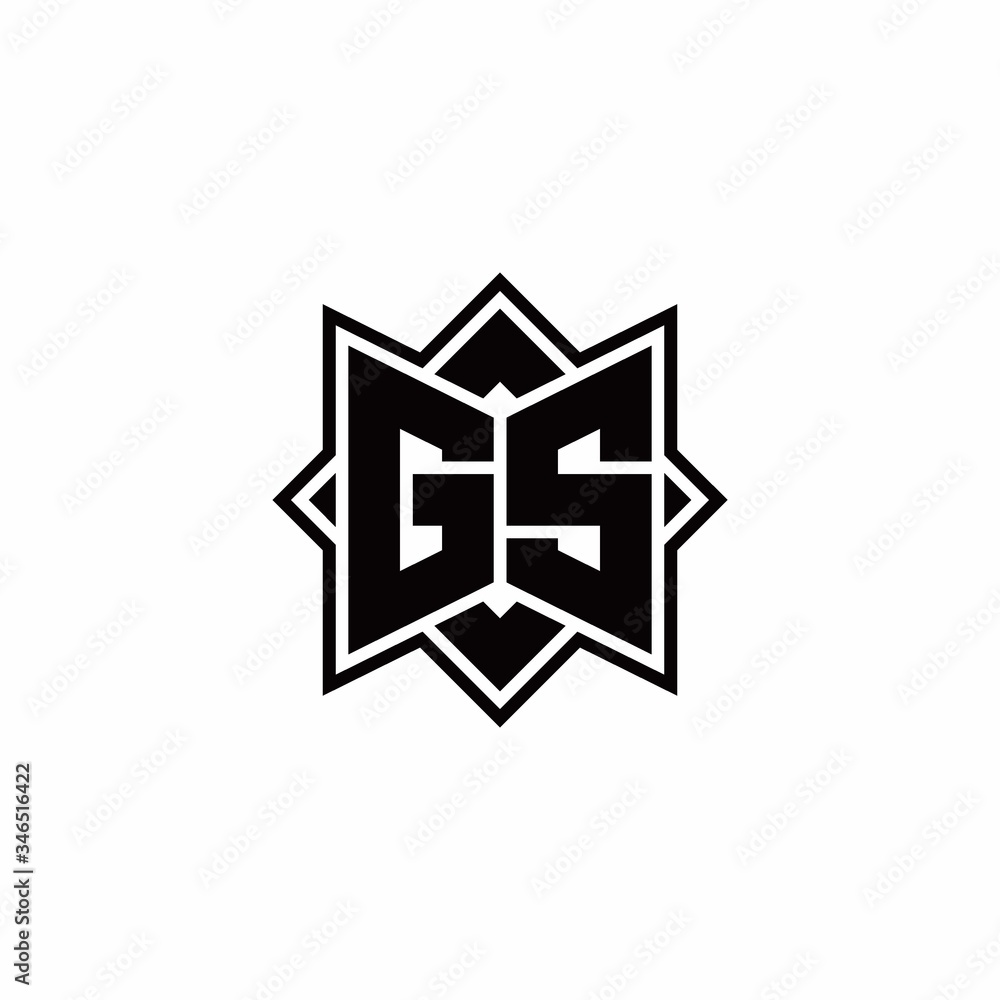GS monogram logo with square rotate style outline GS monogram logo with square rotate style outline