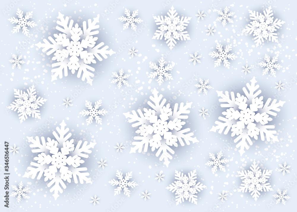 Merry christmas and happy new year snowflakes on blue background. Greeting card, invitation, flyer vector Merry christmas and happy new year snowflakes on blue background. Greeting card, invitation, flyer vector