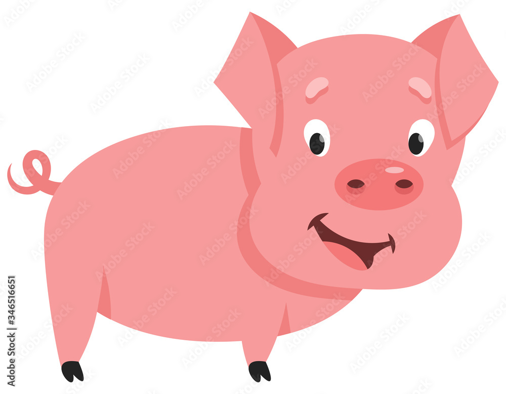 Standing cute little pig. Farm animal in cartoon style. Standing cute little pig. Farm animal in cartoon style.