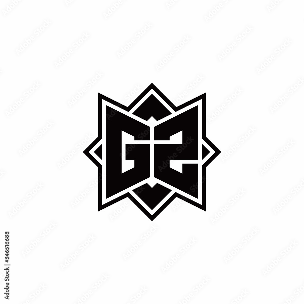 GZ monogram logo with square rotate style outline