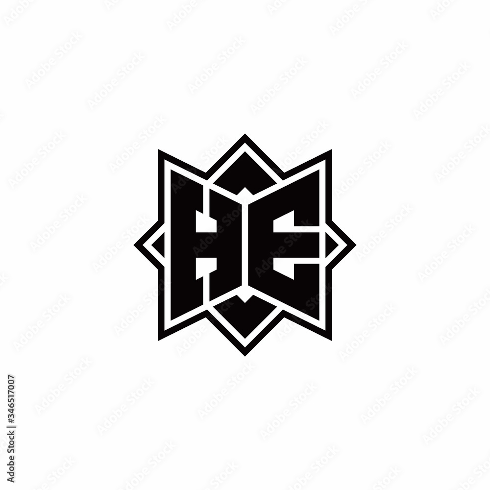 HE monogram logo with square rotate style outline HE monogram logo with square rotate style outline