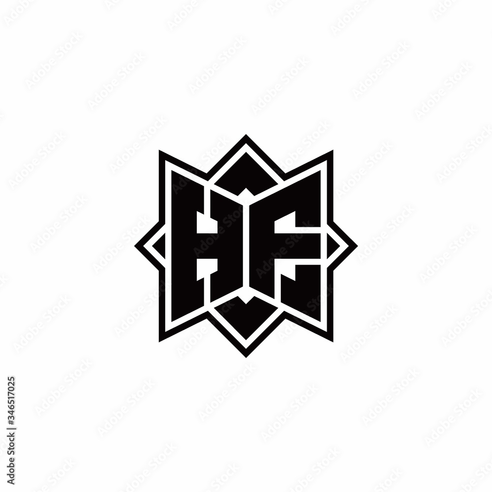 HF monogram logo with square rotate style outline HF monogram logo with square rotate style outline