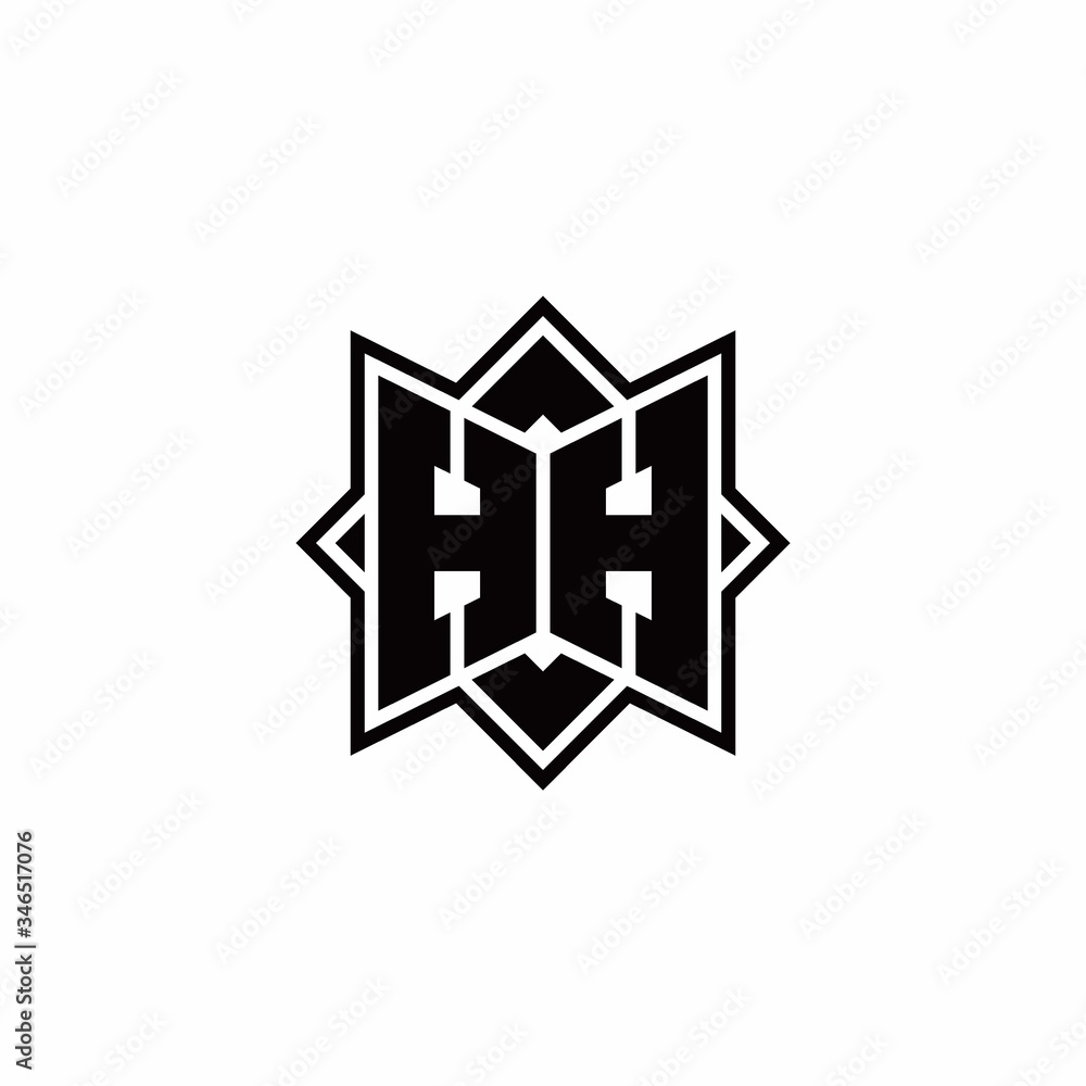 HH monogram logo with square rotate style outline HH monogram logo with square rotate style outline