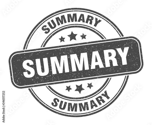 summary stamp. summary label. round grunge sign