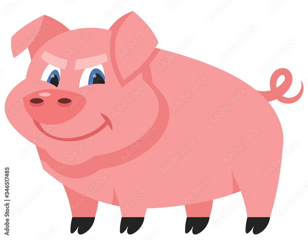 Standing male pig. Farm animal in cartoon style. Standing male pig. Farm animal in cartoon style.
