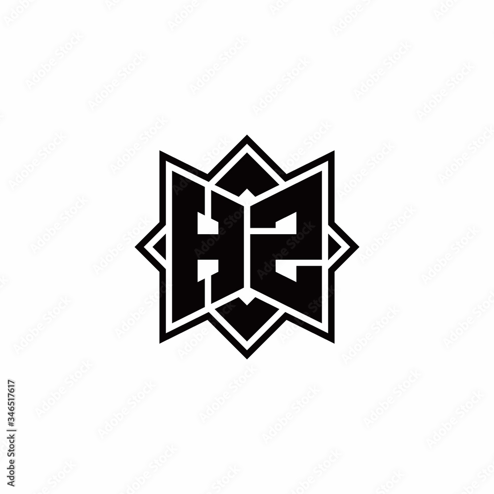 HZ monogram logo with square rotate style outline HZ monogram logo with square rotate style outline