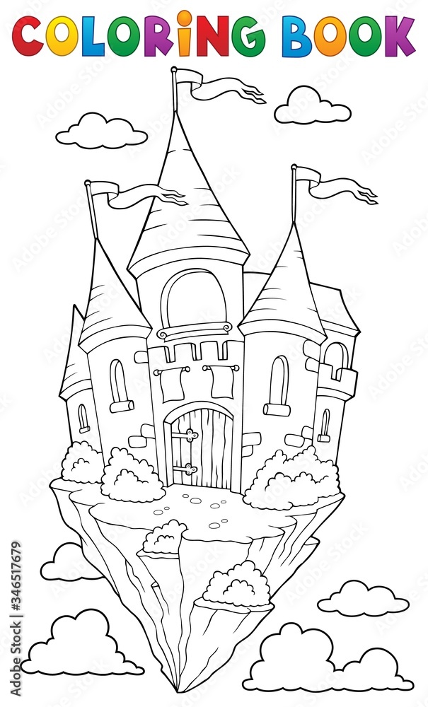 Coloring book flying castle theme 1 Coloring book flying castle theme 1