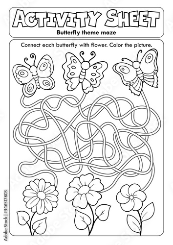 Activity sheet butterfly theme maze