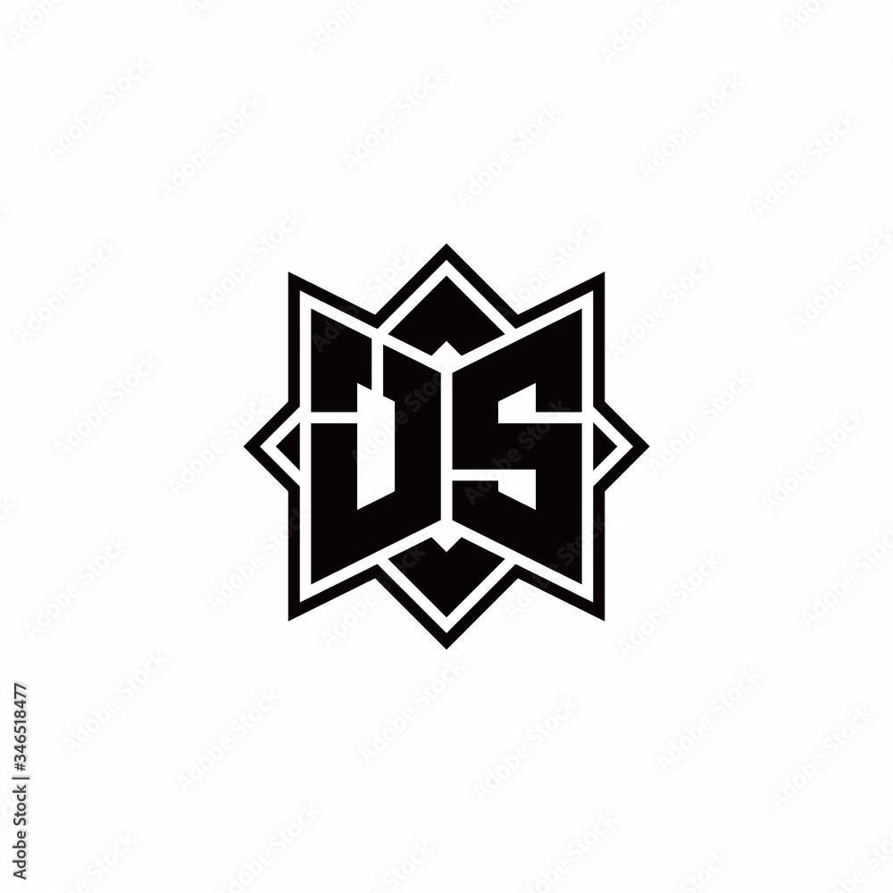 JS monogram logo with square rotate style outline JS monogram logo with square rotate style outline