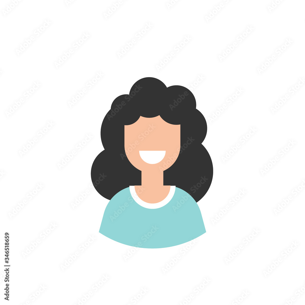 girl with smile avatar. cute happy woman face flat icon isolated on white. girl with smile avatar. cute happy woman face flat icon isolated on white.