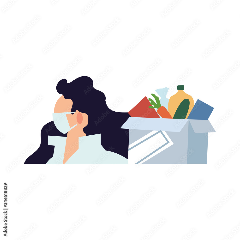 Fototapeta premium delivery girl wearing face mask