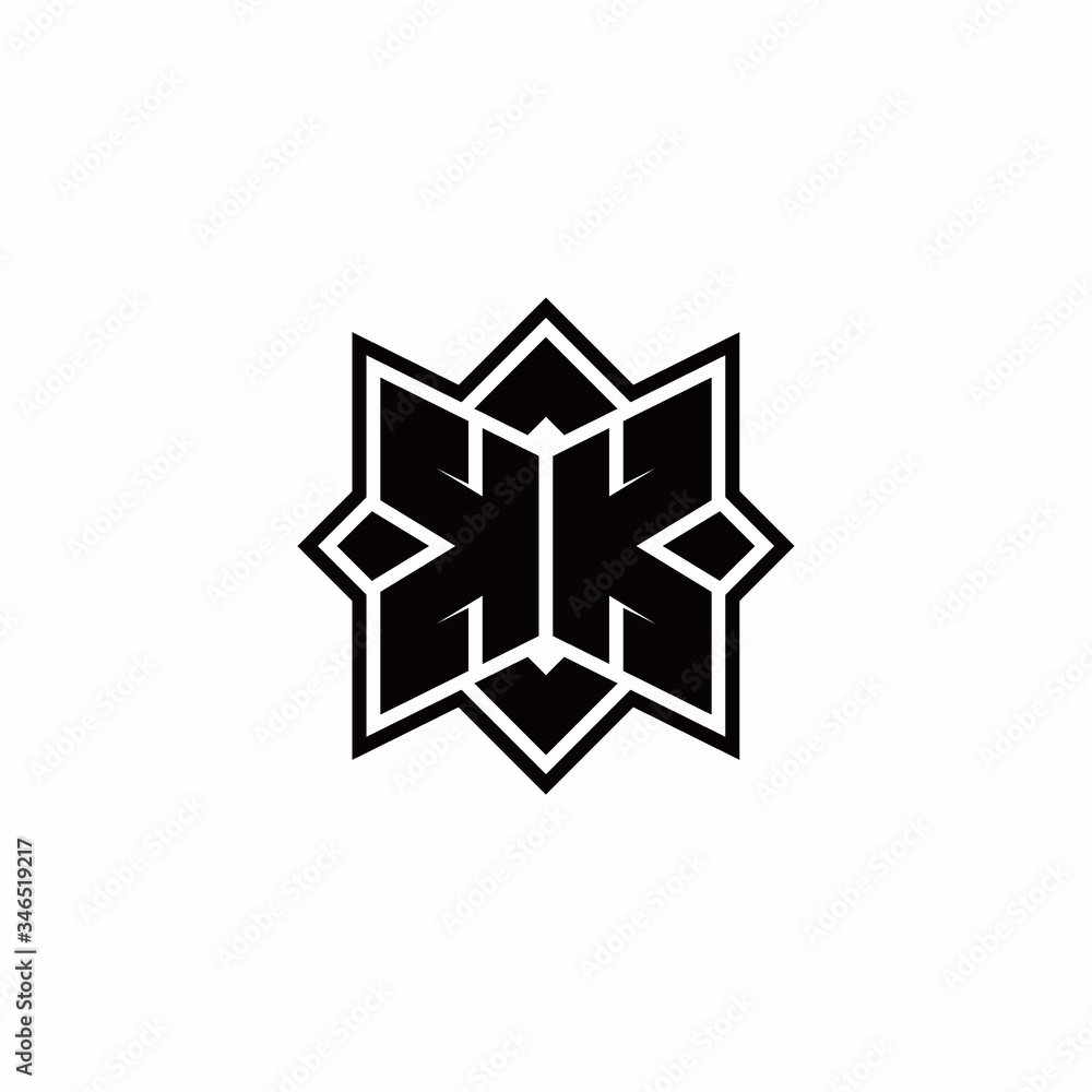 KK monogram logo with square rotate style outline KK monogram logo with square rotate style outline