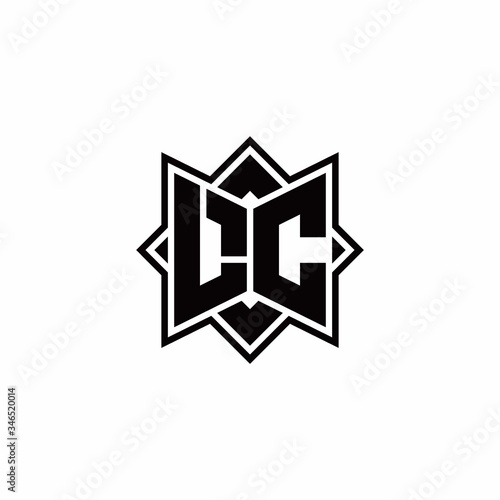 LC monogram logo with square rotate style outline
