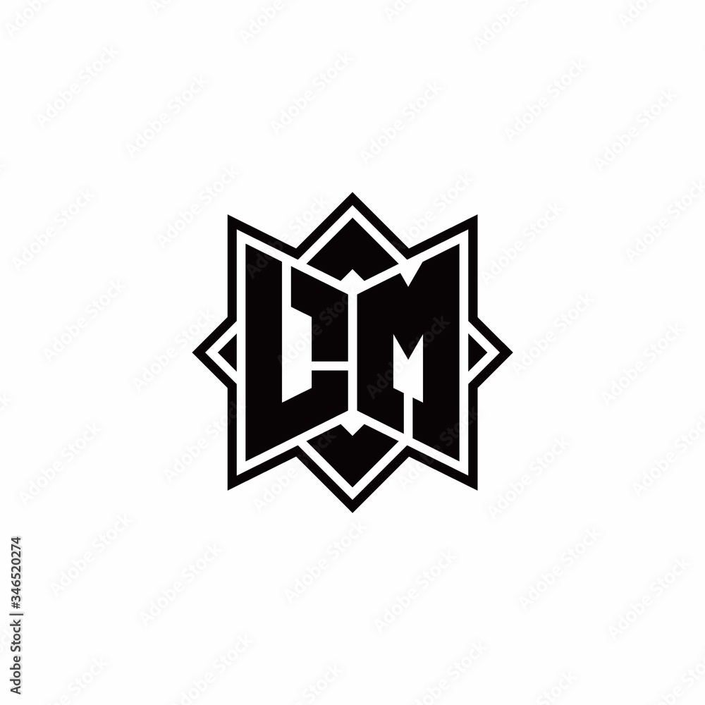 LM monogram logo with square rotate style outline LM monogram logo with square rotate style outline