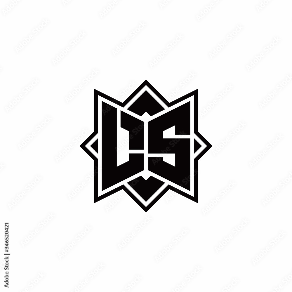 LS monogram logo with square rotate style outline LS monogram logo with square rotate style outline