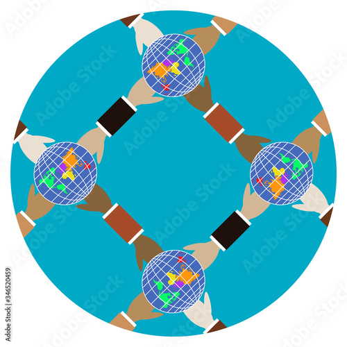 Friendship and trust different races people theme