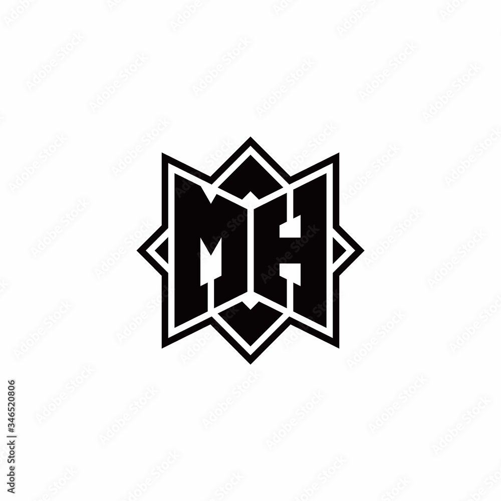 MH monogram logo with square rotate style outline MH monogram logo with square rotate style outline