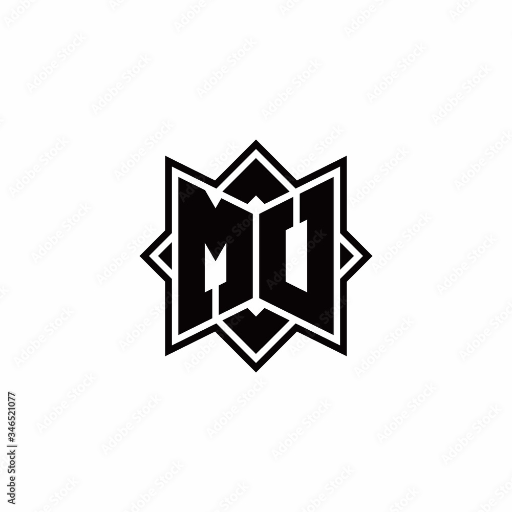MU monogram logo with square rotate style outline MU monogram logo with square rotate style outline