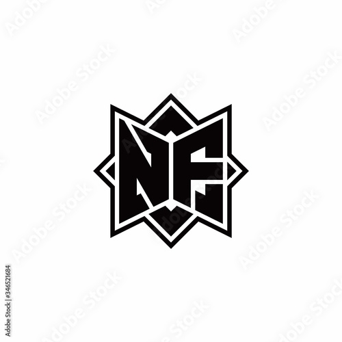 Free Download NF monogram logo with square rotate style outline - GFXLoad