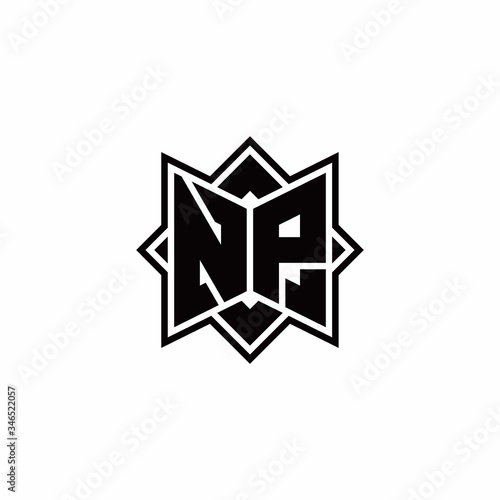 Free Download NP monogram logo with square rotate style outline - GFXLoad