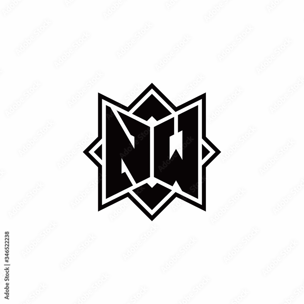 NW monogram logo with square rotate style outline NW monogram logo with square rotate style outline