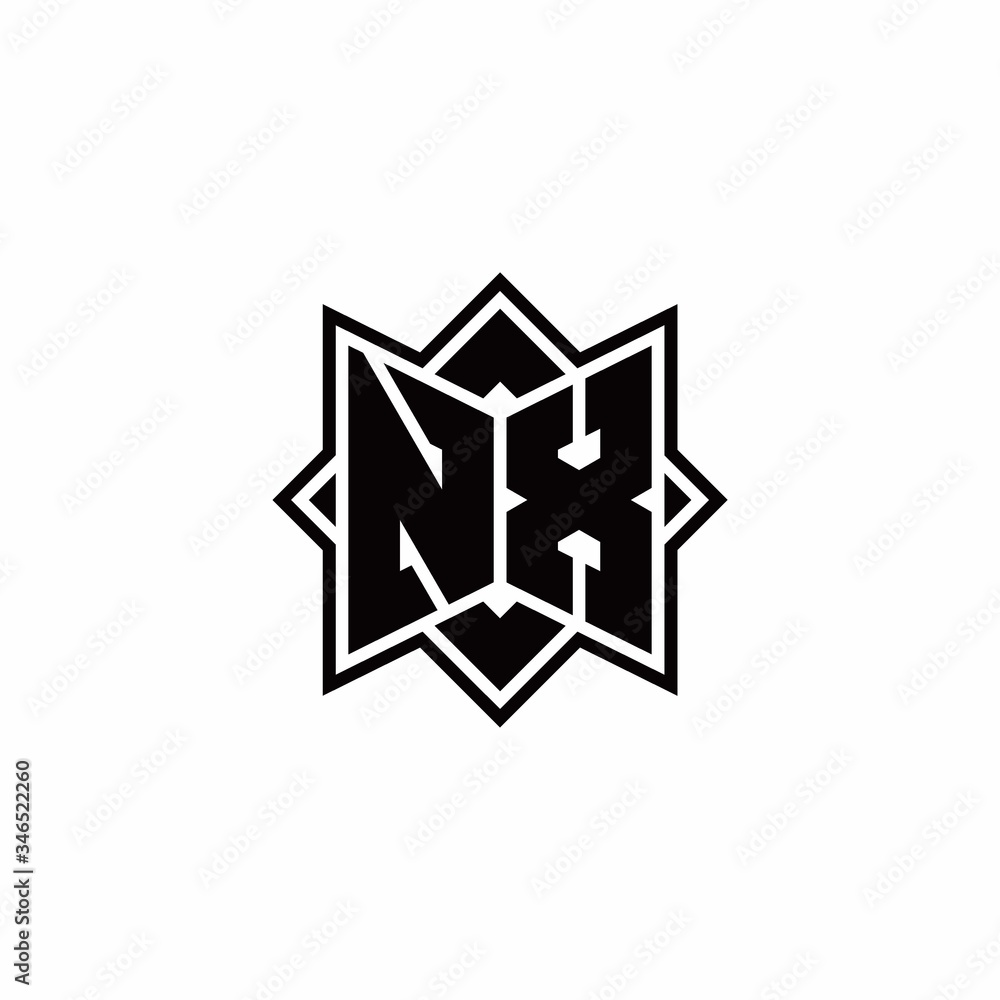 NX monogram logo with square rotate style outline NX monogram logo with square rotate style outline