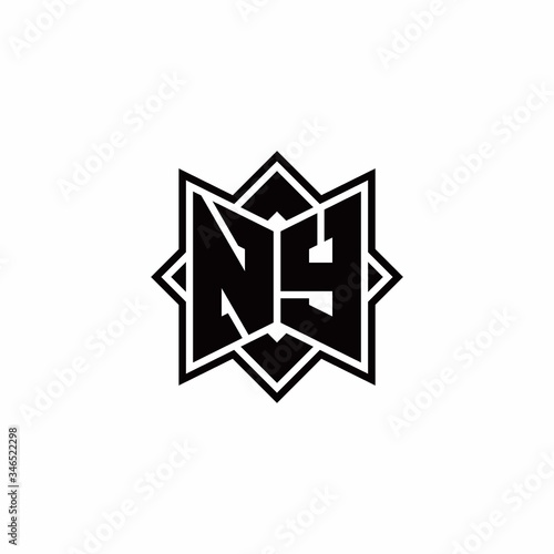 Free Download NY monogram logo with square rotate style outline - GFXLoad