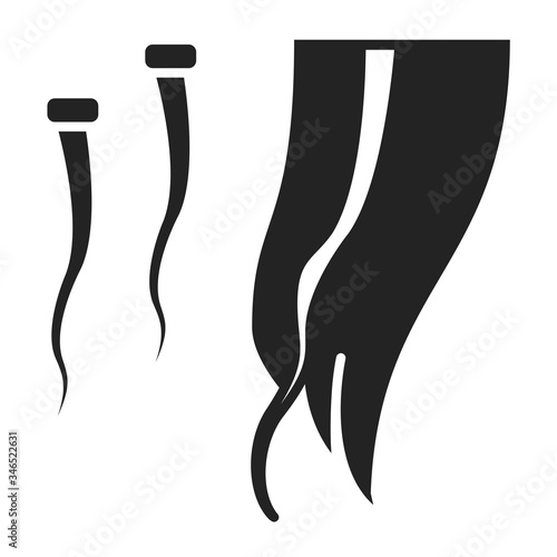 Hair extension black glyph icon. Hairdresser services. Professional hair styling. Beauty industry. Pictogram for web page, promo. UI UX GUI design element.