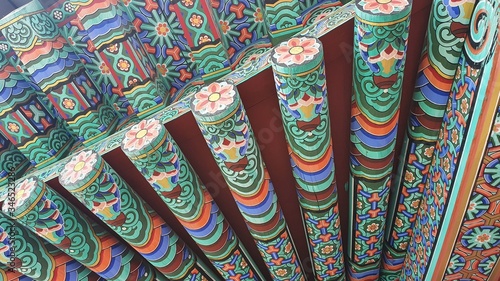 beautiful colorful asian temple roof 