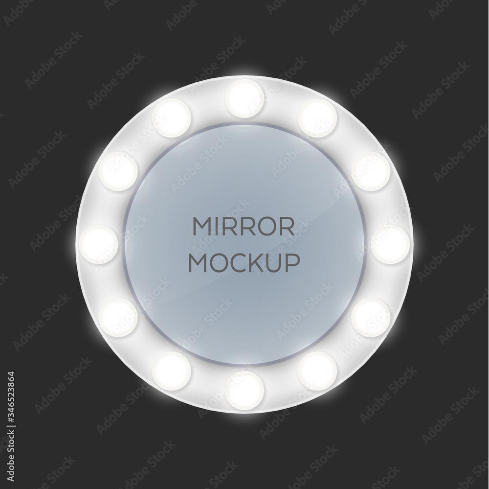 Round make-up mirror with light bulbs frame Round make-up mirror with light bulbs frame