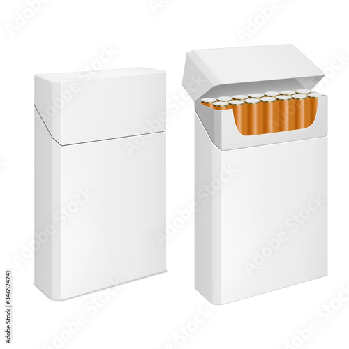 Cigarettes pack, realistic blank white box mockup