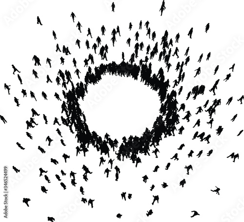 People crowd in circle shape. Society concept.  Vector illustration of various people in the circle. 
