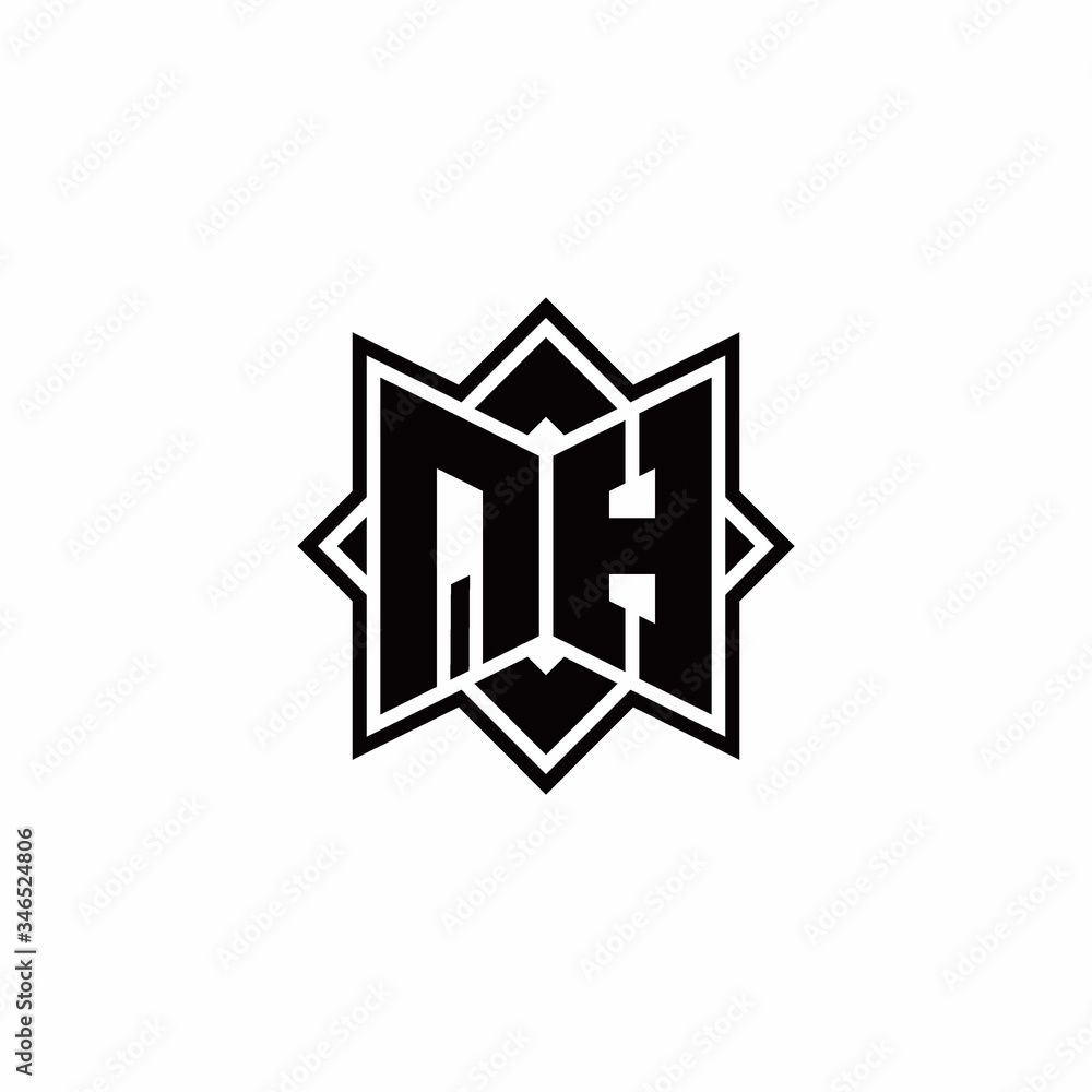 QH monogram logo with square rotate style outline QH monogram logo with square rotate style outline