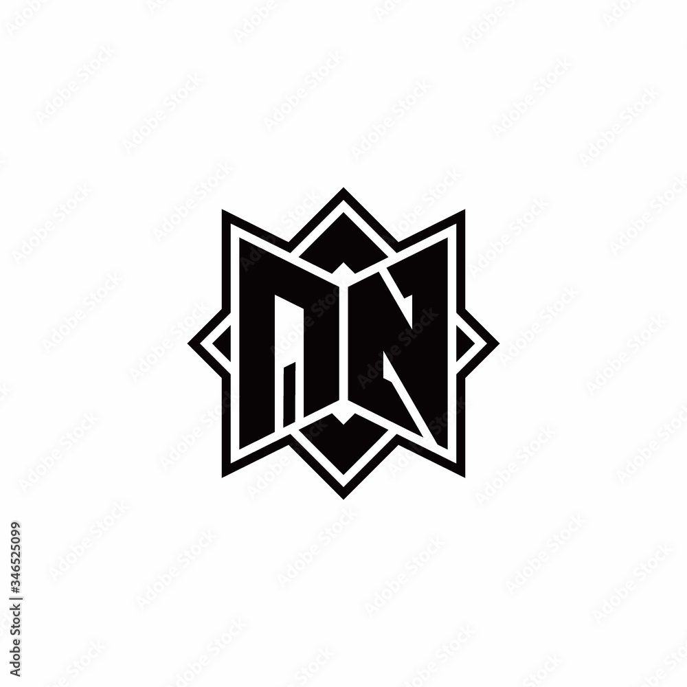 QN monogram logo with square rotate style outline QN monogram logo with square rotate style outline