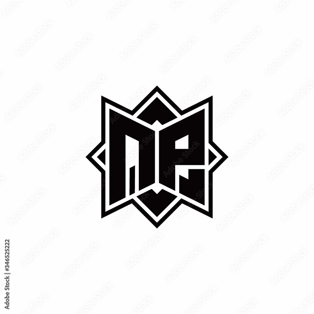 QP monogram logo with square rotate style outline QP monogram logo with square rotate style outline