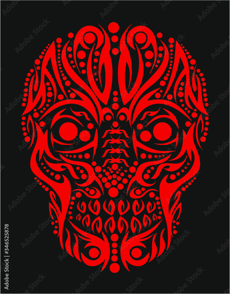 Tattoo tribal skull Print embroidery graphic design vector art