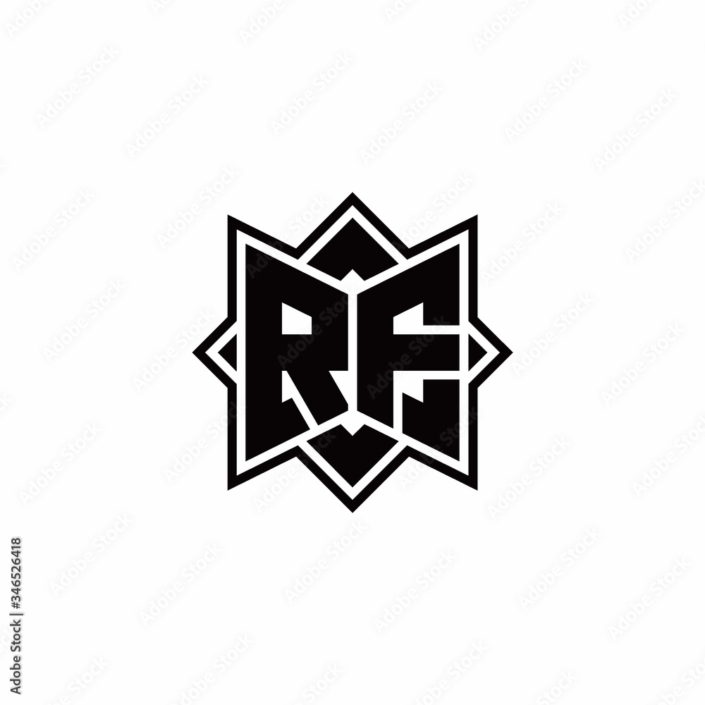 RF monogram logo with square rotate style outline