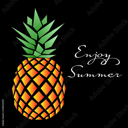 Seamless Pineapple Background/ Cute Pineapple  Color Gradient Background. Summer banner design vector art background. Typography vector illustration.