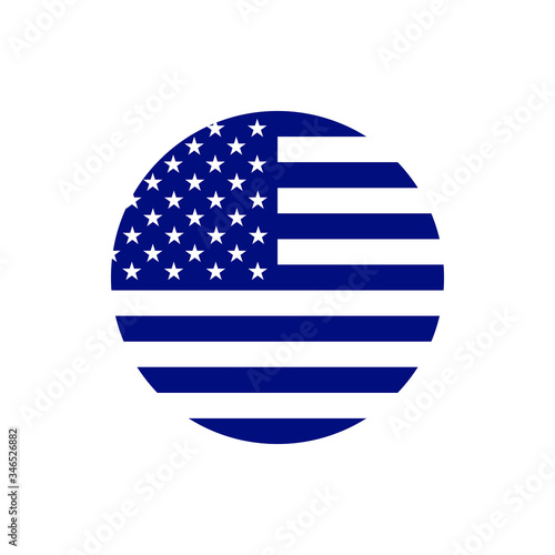 USA flag button icon. Monochrome sign. Vector illustration