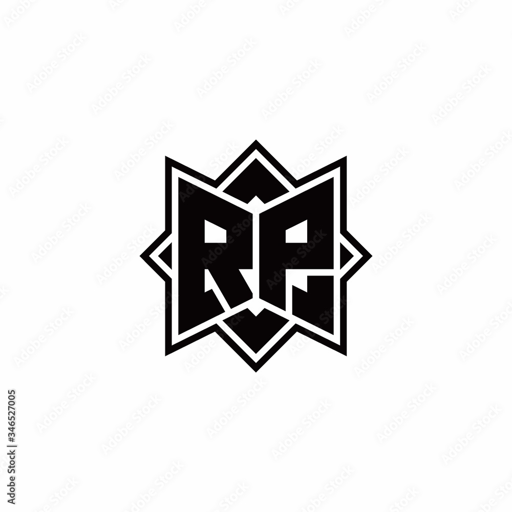 RP monogram logo with square rotate style outline